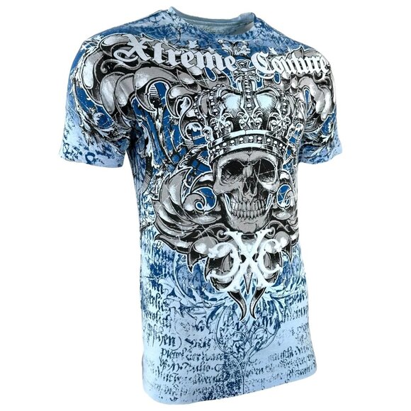 Xtreme Couture by Affliction Men's T-Shirt Crusaders Blue Biker S-2XL - Picture 4 of 10